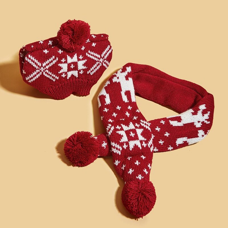 Conjunto de gorro y bufanda de punto para mascota, traje de invierno cálido para cachorro, Chihuahua, accesorios de Navidad