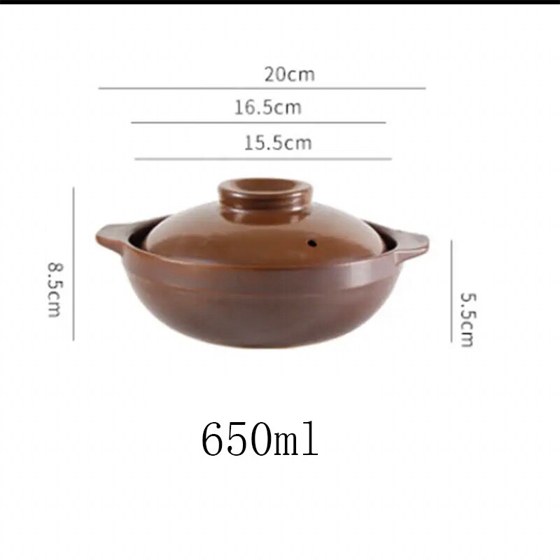 650Ml 900Ml Braadpan Rijst Noodle Pap Melk Soep Klei Stoofpot Aardewerk Kookpot Decoct Chinese Met Handvat Oor klei Pot: A 650ML