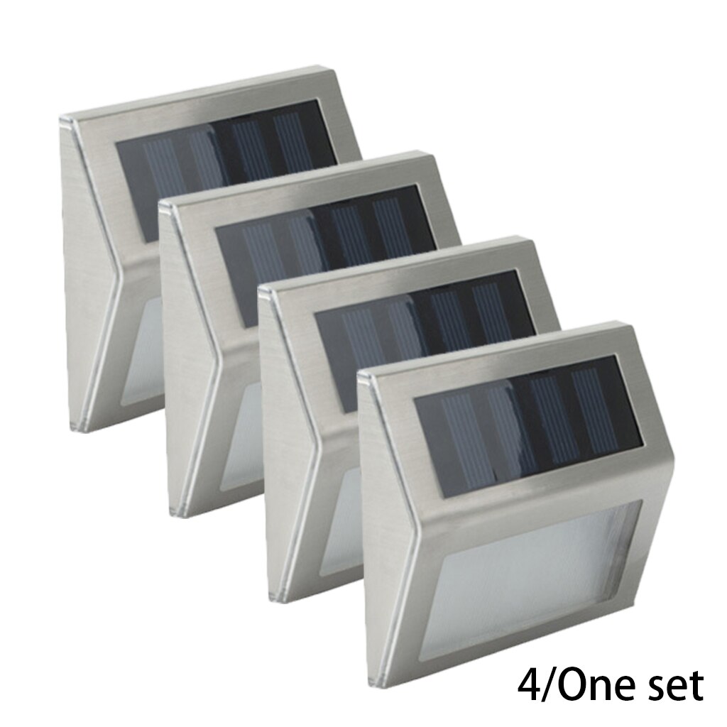 4 stk led solcellelys udendørs havedekoration rustfrit stål sensor sollys vandtæt havetrappe gårdsplads lamper: Default Title