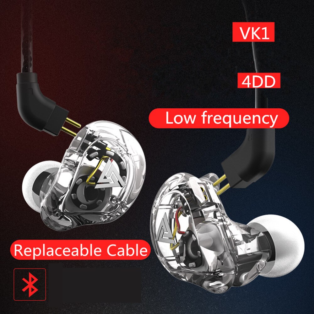 QKZ-auriculares internos con subwoofer VK1 4DD, audífonos HIFI para colgar en la oreja, para correr, música coaxial para teléfono móvil con cable PIN de 0,75 MM