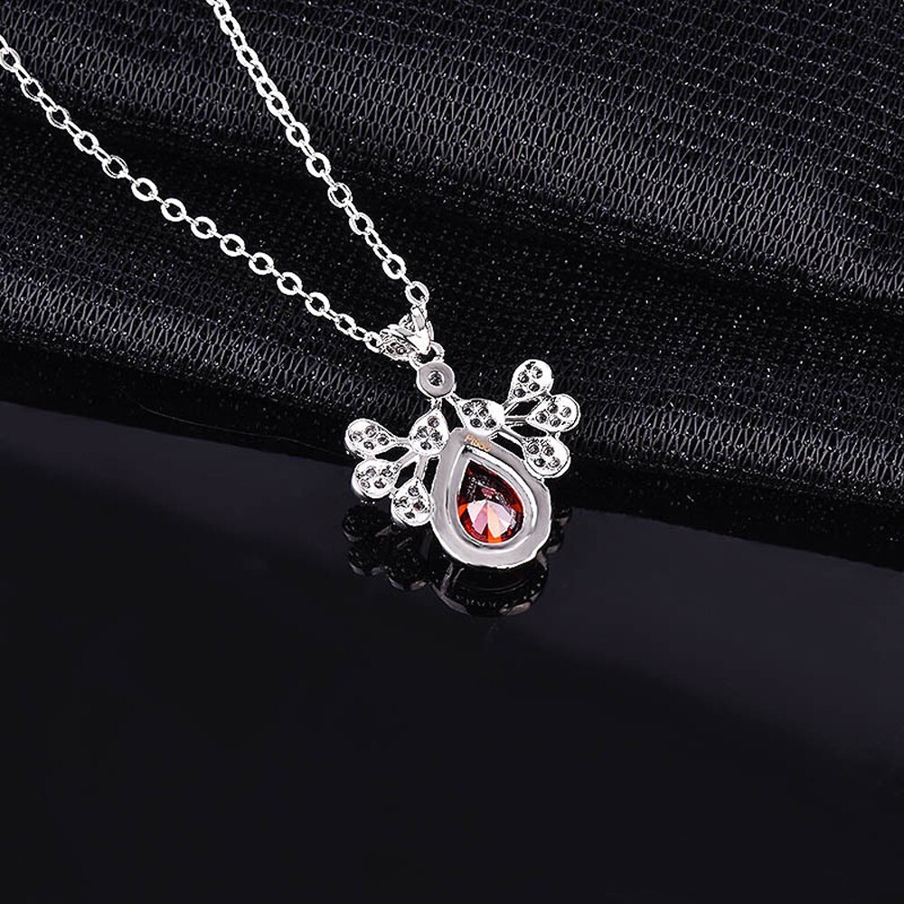Mode Pauw Hanger Ketting Creatieve Inlay Water Rode Zirkoon Luxe Sieraden Voor Vrouwen Wedding Party Anniversary