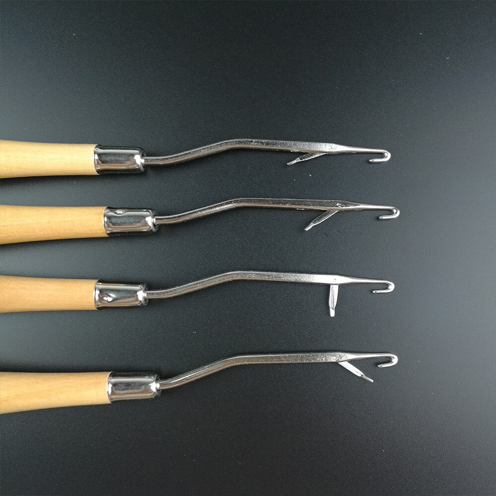 5 Stks Klink Haak Naald Set, Gebogen Klink Haak Haak Naaldhaak, Houten Gebogen Klink Haak voor Vlecht Haar Tapijt Sjaal Ambachten