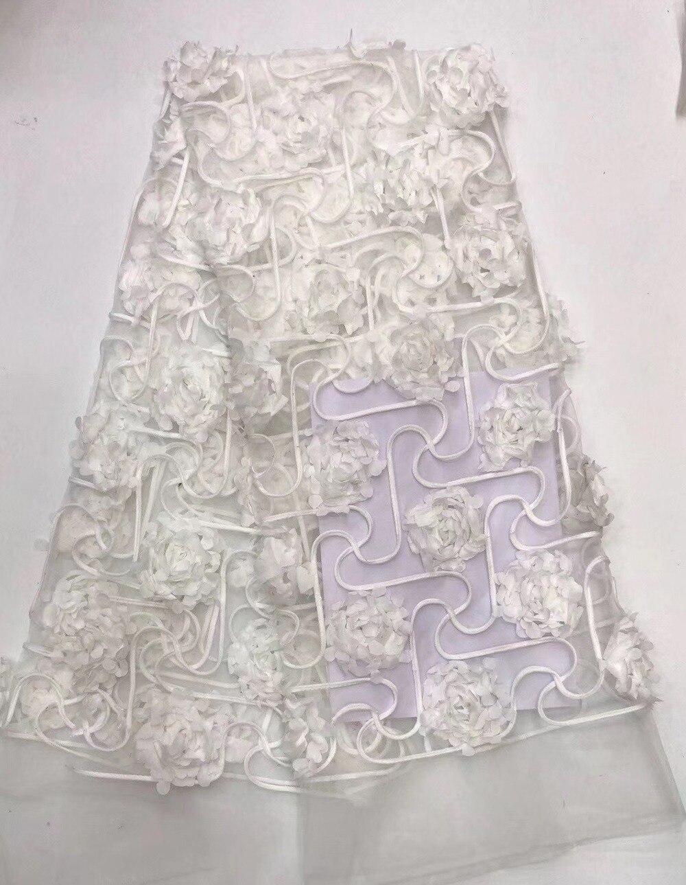 Kvinder kjole blonde stof 3d blomster blonde stof broderi mesh brudekjole beklædning tyl med blomst