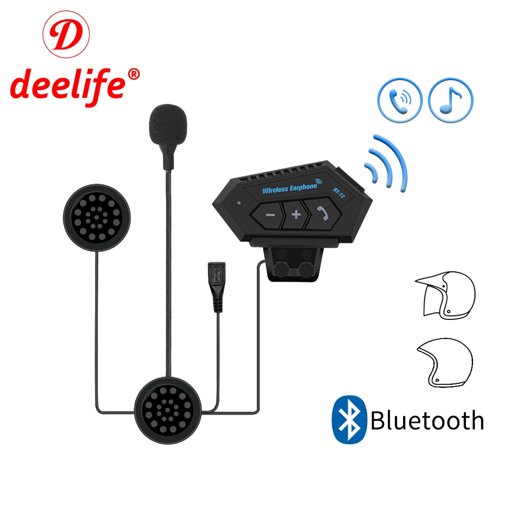 Deelife Helm Handsfree Bluetooth Headset Draadloze Motorfiets Headsets Muziekspeler Koptelefoon Microfoon Voor Moto Motorbike