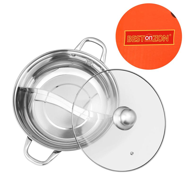 BESTONZON-ollas de cocina antiadherentes de doble cara, multifuncionales, Yin Yang, con tapa de vidrio, utensilios de cocina para restaurante y hogar, 1 unidad