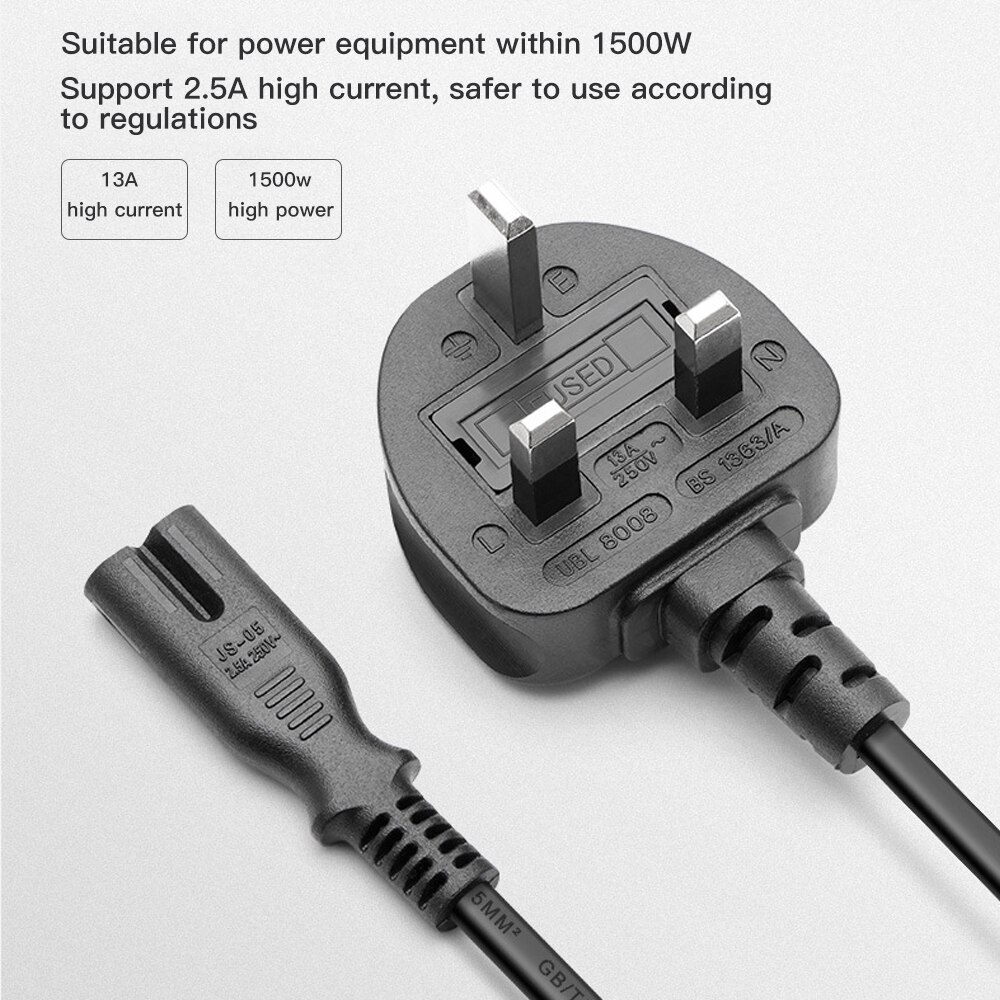 1.5M Electric Cord EU Power Cable 2 Pin Cable 250V 2.5A US Power Cord UK Supply Cable Lead Wire Power For Electrique Wire Powe