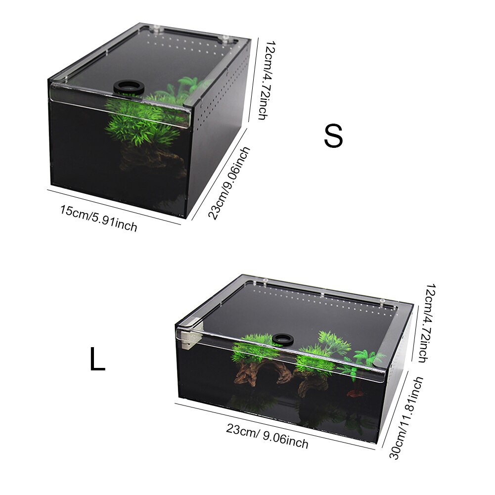 Parasol acrílico araña insecto lagarto Geckos caja de alimentación tortuga crianza de reptiles tanque terrario rectangular cubierta deslizante