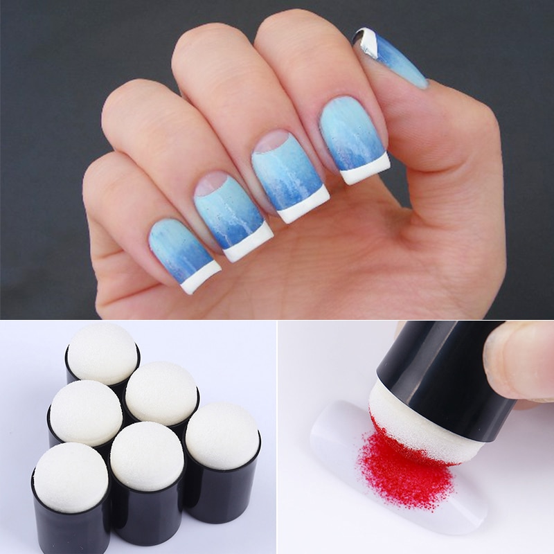 1/3/6/12Pcs Nail Art Transfer Spons Gradient Coloring Stempelen Stamper Nails Soft Sponzen Voor kleur Gel Nail Transfer Tool