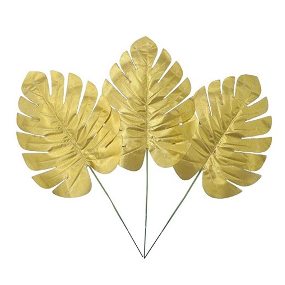 20pcs/set Artificial Golden Palm Fronds Tropical Turtle Leaves Simulation Plant for Party Wedding Home Desk Decoration