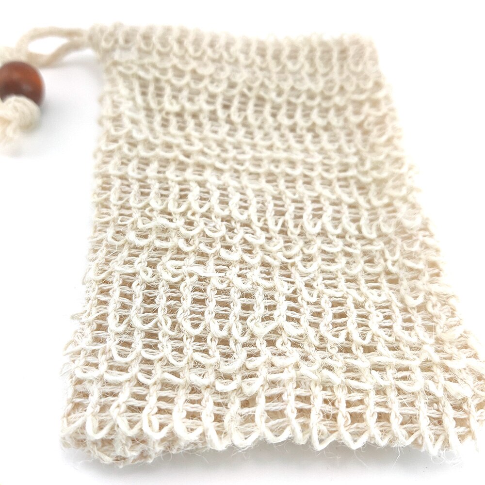 5Pc Natural Exfoliating Eco-firendly Soap Bag Organic Sisal Hemp Bag Soap Bags With Rope For Bathroom