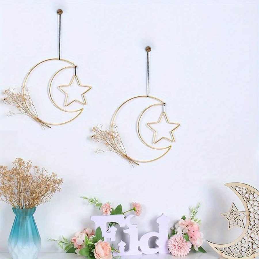 Gouden Maan Ster Set DIY Wanddecoratie Metaal Ijzer Muur Kamer Raamkozijn Decoratie