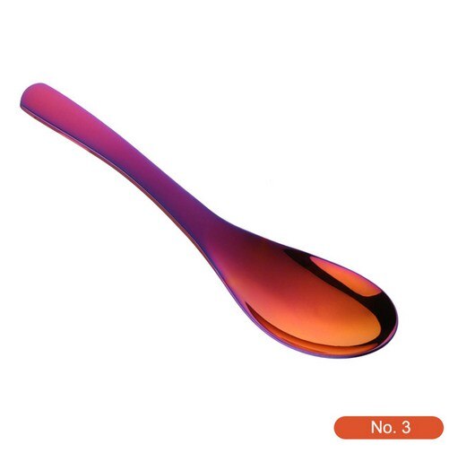 Hoch 304 Edelstahl Löffel 3 Größe Große Gold Reis Suppe Löffel freundlicher Eis Nachtisch Löffel Küche Abendessen geschirr: Regenbogen Nein.3 / S 3.6 x13.5(cm)