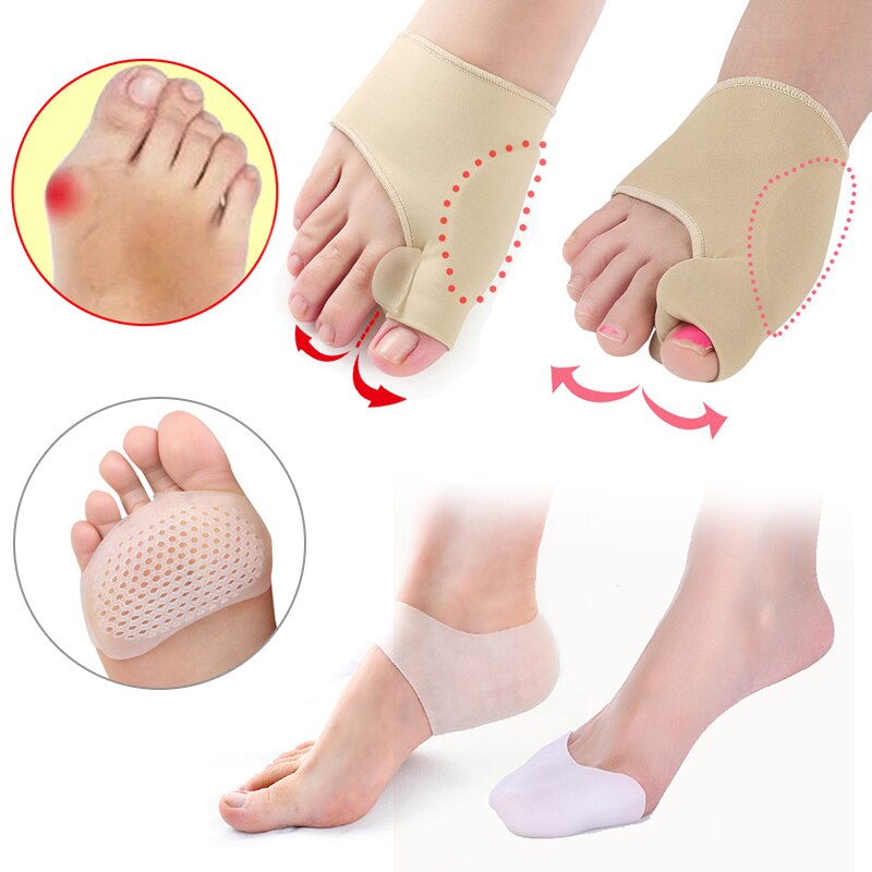 Silicone Bunion Corrector Gel Pad Stretch Nylon Hallux Valgus Protector Guard Toe Separator Orthopedic Pedicure Socks Feet Care
