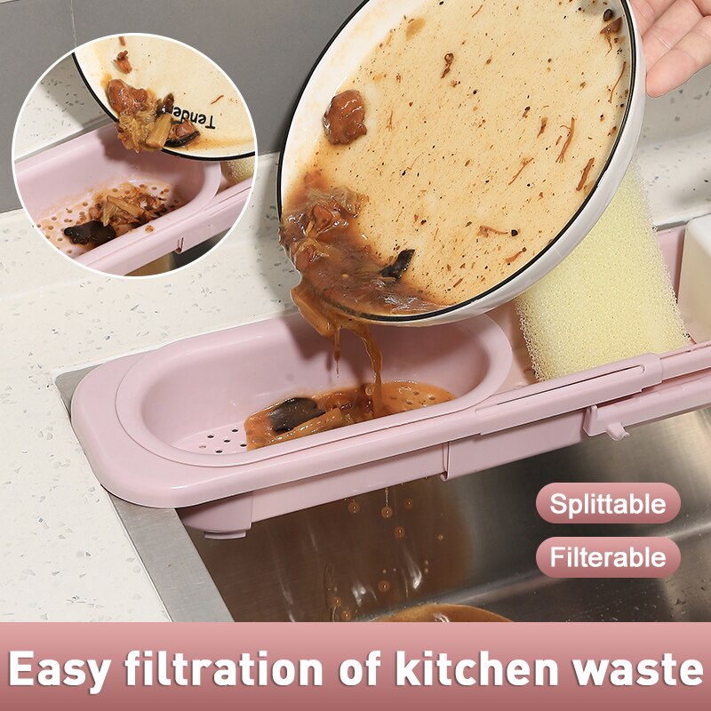 Telescopische Gootsteen Plank Keuken Zeep Spons Gootsteen Rek Wastafels Houder Organizer Sink Opslag Mand Keuken Gadgets