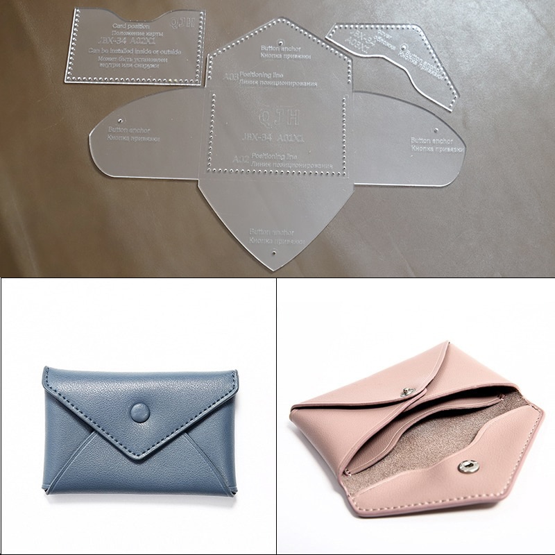 1Set DIY Kraft Paper Template Stylish Simplicity Coin Purse Card Package Leather Craft Pattern DIY Stencil Sewing Pattern