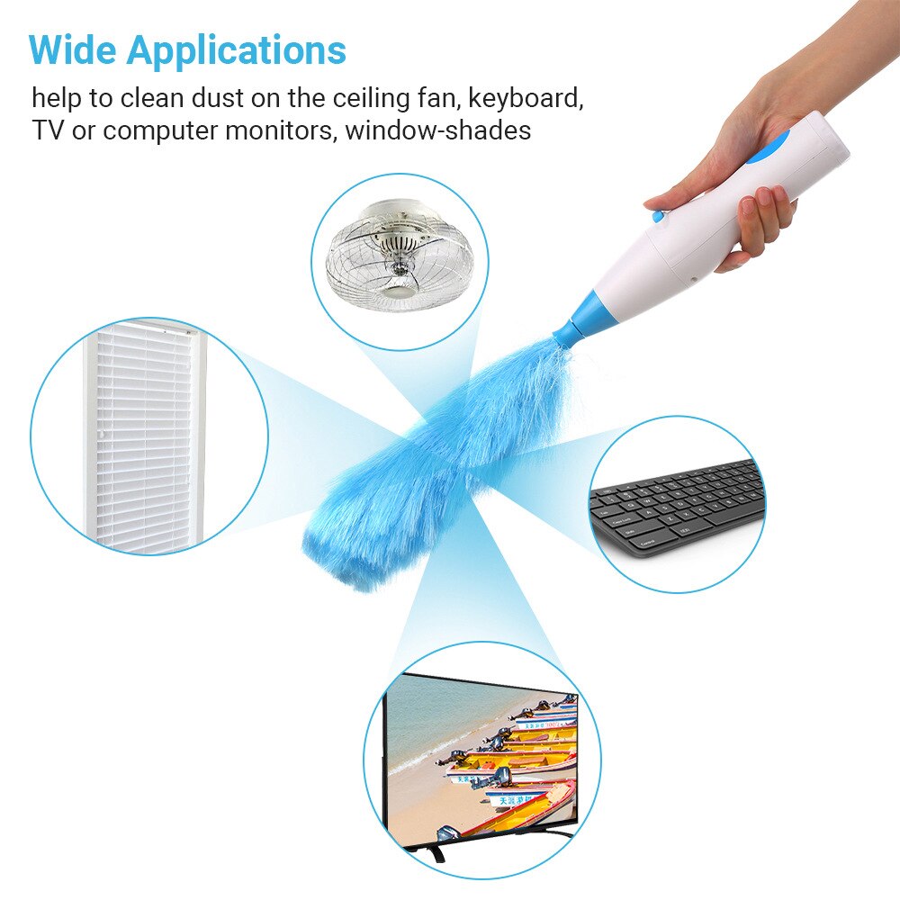 Portable adjustable charging dust remover rotary feather duster cleaning brush retractable practical furniture cleaning tool