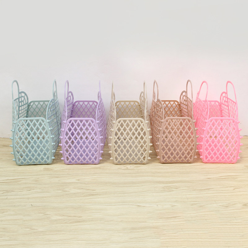 Wasmand Gaas Holle Handtas Zomer Vrouwen Plastic Badmand Wasmand Thuis Organizer Jelly Strand Draagtas