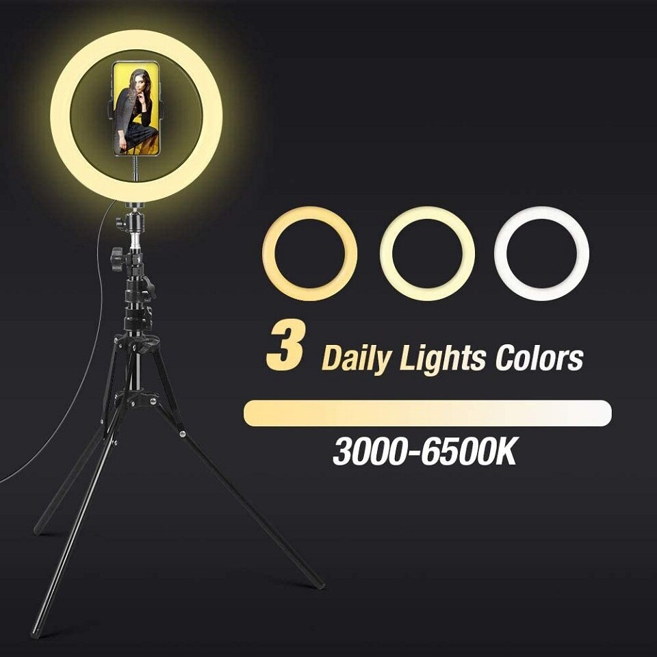 26Cm Rgb Selfie Ring Licht Cirkel Led Licht Invullen Dimbare Lamp Trepied Make Fotografie Ringlicht Telefoon Standhouder Statief