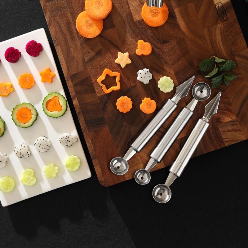 Digger Watermelon Spoon Fruit PlatterTool Set Carving Knife Die Cutting FruitAnd Vegetable Shape Round Slicer