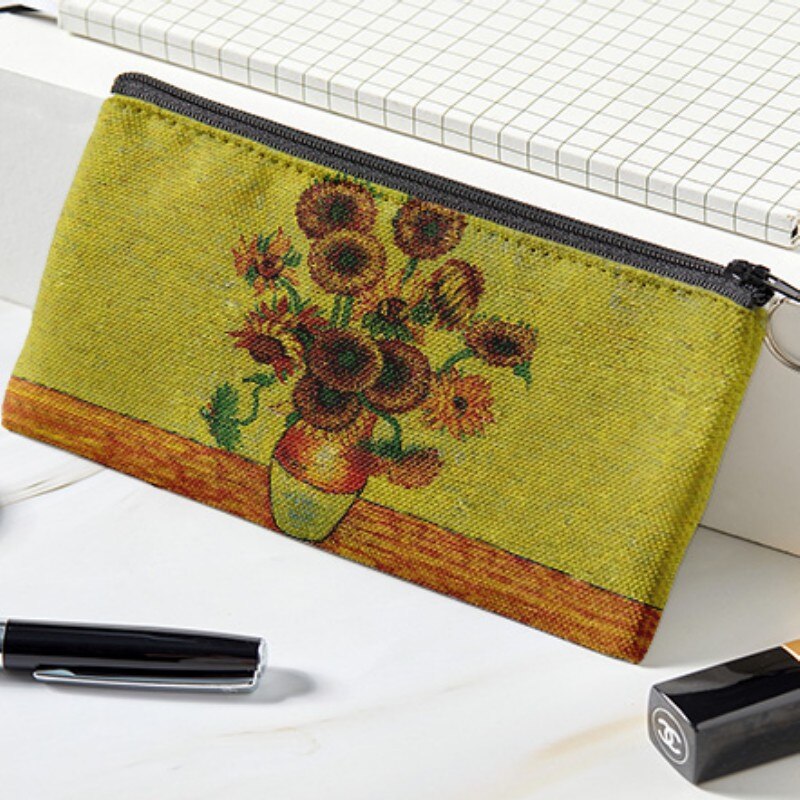 Lieferwagen Gogh Ölgemälde Geldbörse Mini retro Tägliche Lagerung Tasche Tragbaren Brieftasche Lippenstift Schlüssel Bleistift fallen Frauen Leinwand machen-hoch tasche