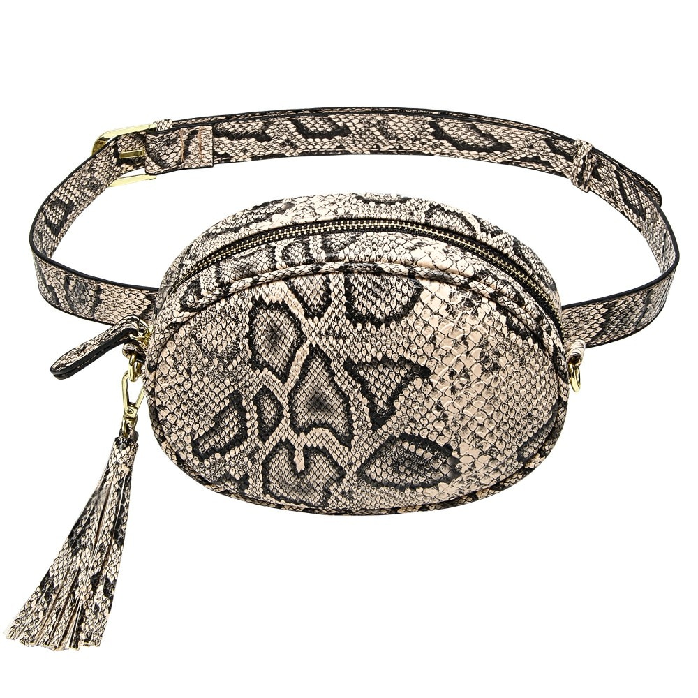 Snake Huid Taille Tas Vrouwen Mode Ronde Fanny Pack Dames Pu Lederen Reizen Heuptas Crossbody Hip Hop Borst Packs
