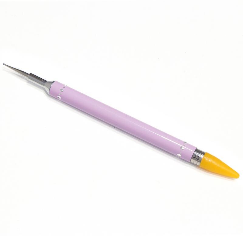 1 Uds pluma punteada de cera Dual-lápices de Picker herramientas de uñas de acero Rhinestone mango arte de uñas puntear uñas de arte y herramientas