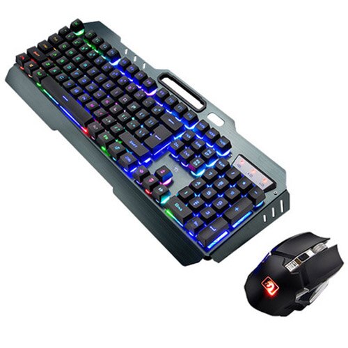 Mechanical keyboard Wireless Charging Keyboard And Mouse Set Mixed Color Blu-ray Keyboard Set Suitable For Notebook Computers: Gold