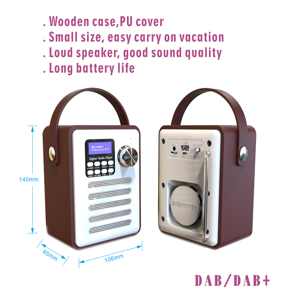 Bluetooth 4.2 træ dab radio digital dab/dab+ fm wi-fi højttaler bluetooth trådløs radio fm/tf kort/u disk/vækkeur
