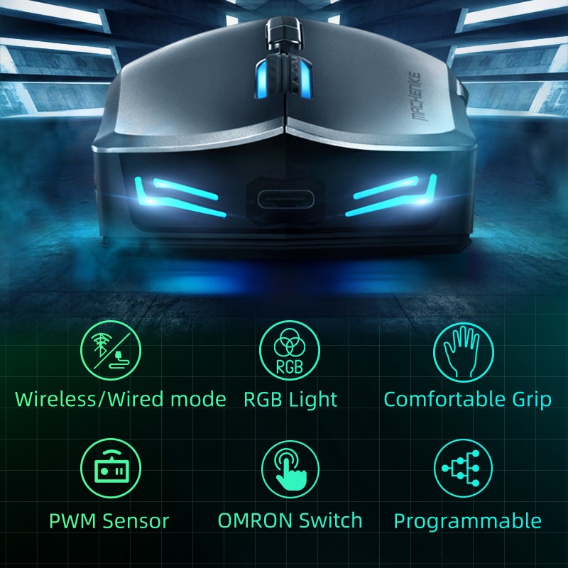 Machenike M7 wireless mouse gaming mouse OMRON RGB backlight Programmable rechargeable 16000 DPI computer mouse