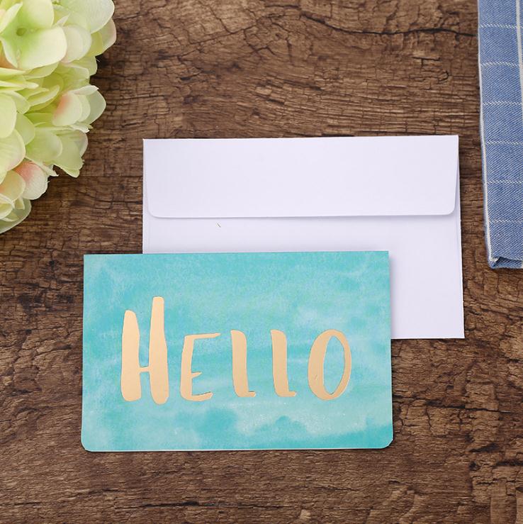 2 stks Goud Stempel Papier Verjaardagskaart Greenting Met envelop Kerstmis Dank U Bronzing Kaart: 4