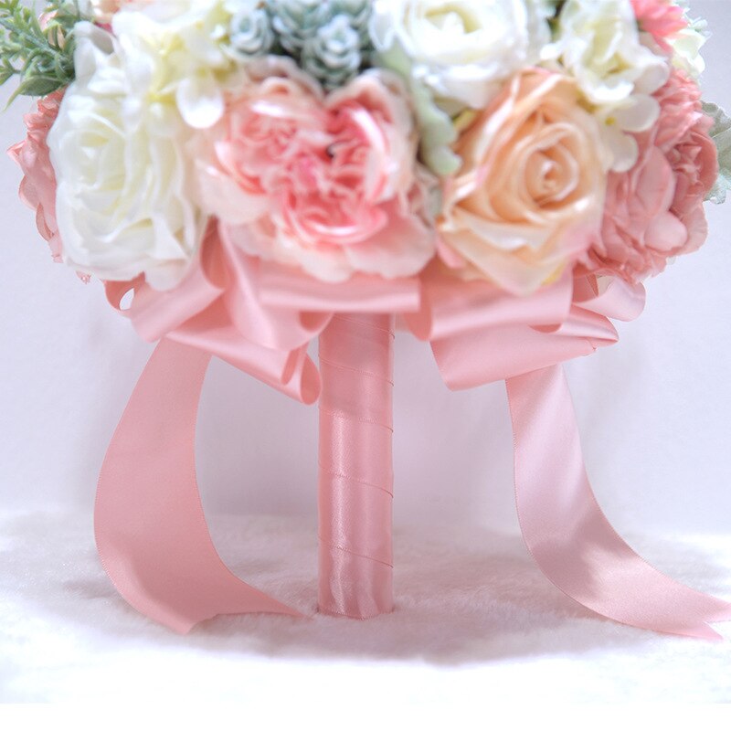 Uniek boeket mariage bruiloft bloemen bruidsboeketten lint fleur novia kunstmatige rozenboeket bruiloft accessoires  ph005