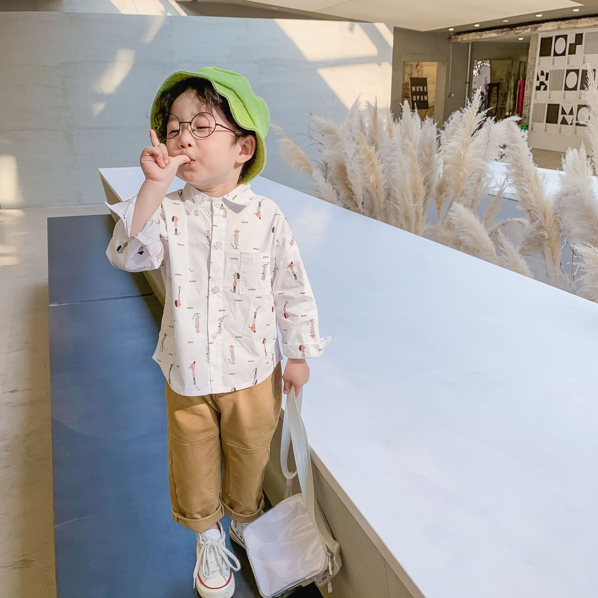 Chemises à manches longues pour bébés garçons, en coton, style, printemps-automne , décontracté