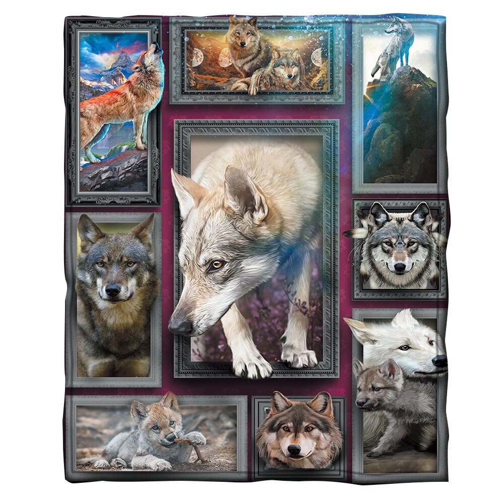 Wolf 3d bedrukte fleece deken bedden wandelen picknick dikke modieuze sprei sherpa deken 05: 5 / Kind 70( uur )110( weken)