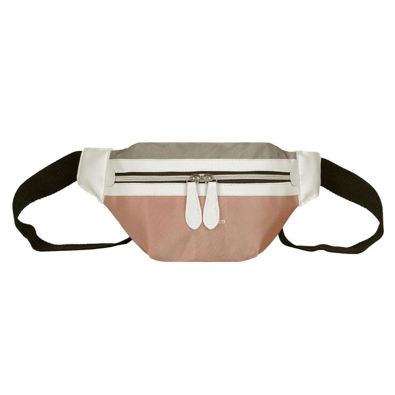 Femmes taille Fanny ceinture Packs femme décontracté fermeture éclair toile poitrine sacs adolescentes Hit couleur sport épaule bandoulière sacs: Rose