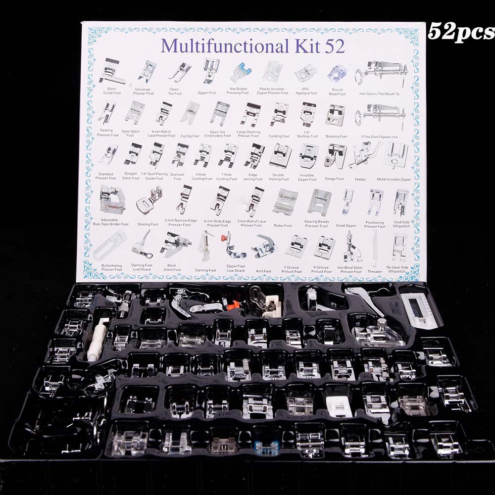 16/32/35/42/45/52/62 Brother Singer Janome Darning Sewing Machine Presser Foot Feet Domestic Braiding Blind Stitch Accessories: Press foot 52pcs