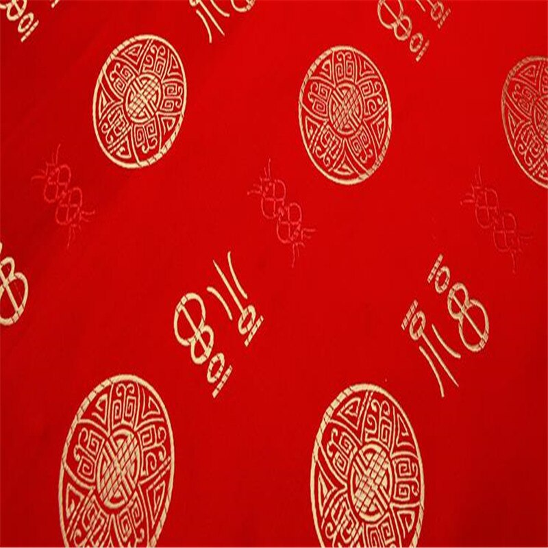 Polyester brokadestof 150 gsm vægt klassisk fu mønster jacquard stof til kinesisk tangdragt: 1 rød