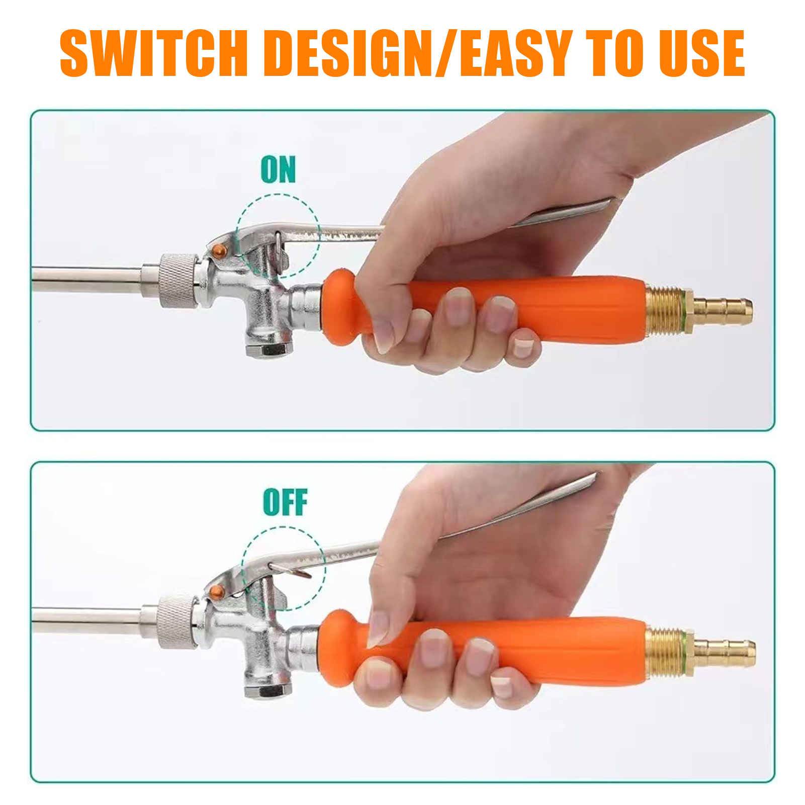 Varita rociadora ajustable de acero inoxidable con boquilla de cobre, varilla rociadora para plantas de riego de jardín, limpieza de automóviles