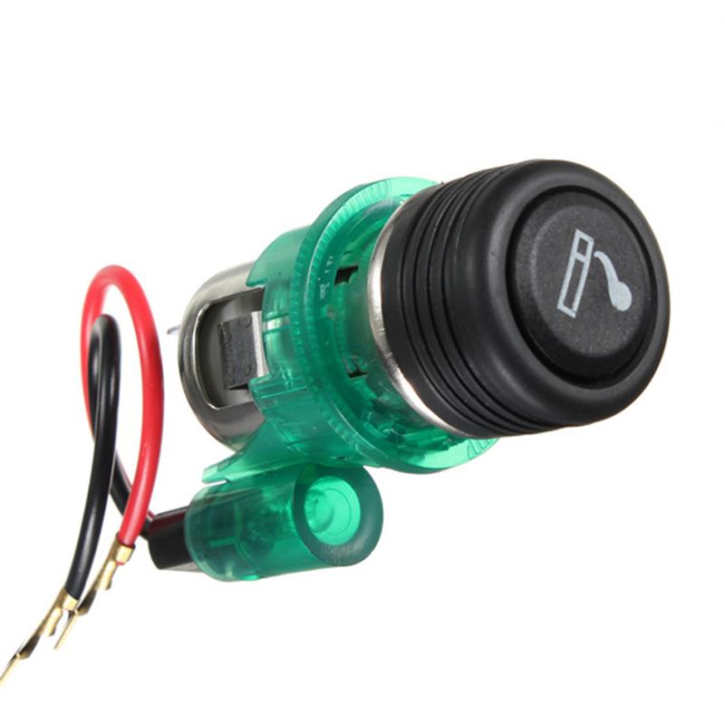 The Universal Illuminous Car Cigarette Lighter Assembly 12V for Auto Motorcycle with Socket & Cable: Green