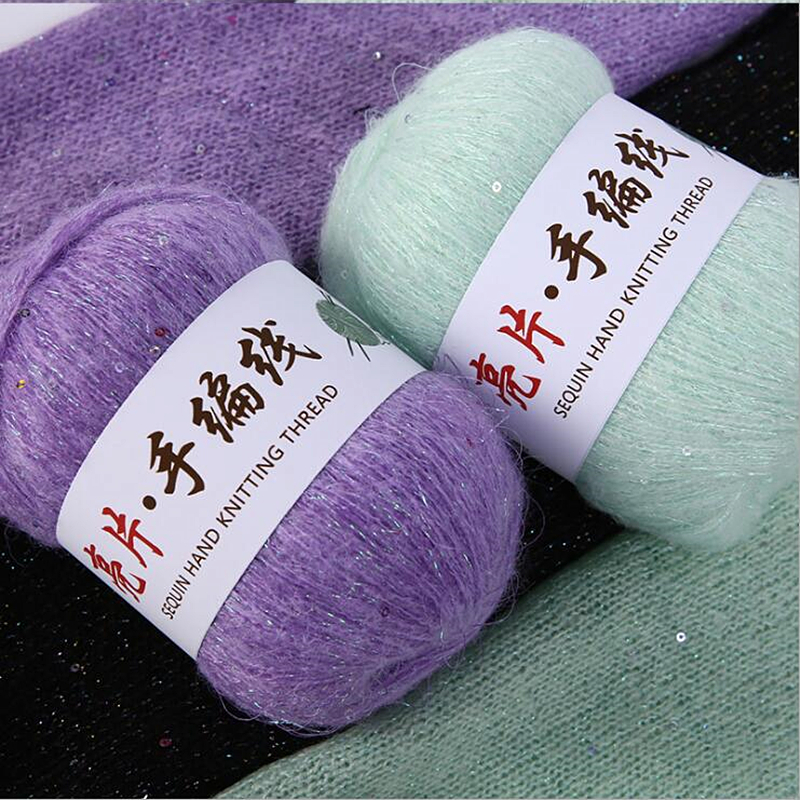 Paillettes de soie brillante 50g/boule, Angola, sentiments amoureux, fil de laine Mohair fin en peluche, laine Fine, crocheté à la main, matériaux de tricotage