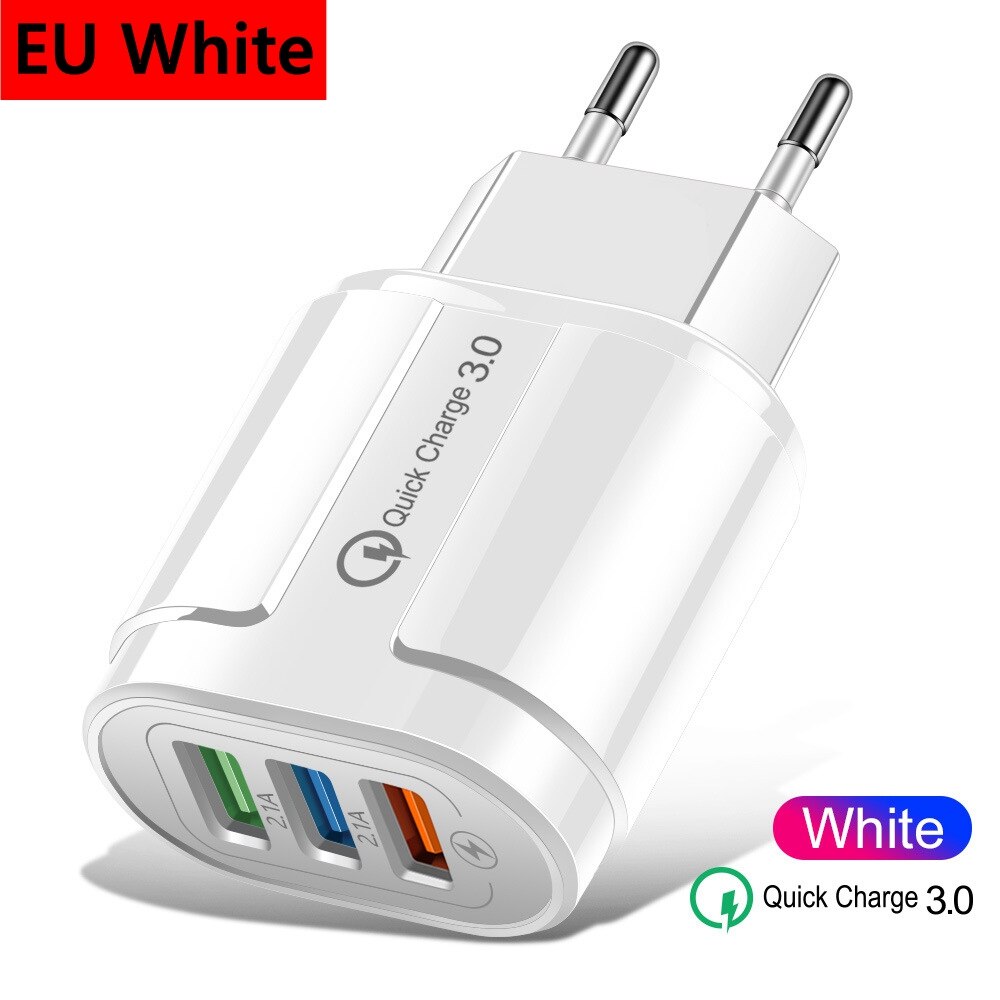 Olaf EU/Us-stecker USB Ladegerät 5A Quik Ladung 3,0 Handy Ladegerät Für iPhone 11 Samsung Xiaomi 3 port 28W Schnelle Wand Ladegeräte: Type B-EU White