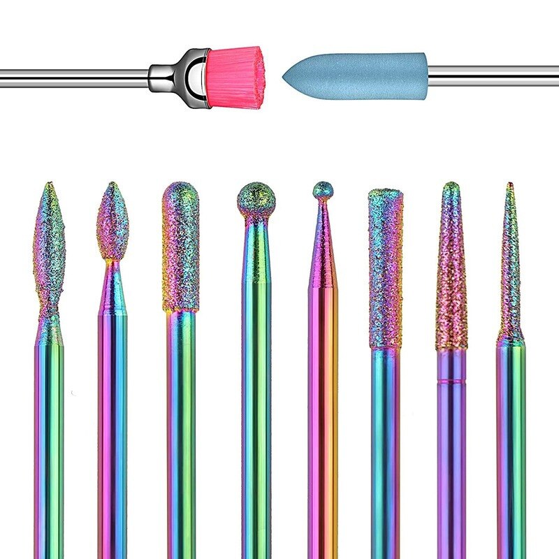10pcs Nail Drill Bits, 3/32 Inch Tungsten Carbide Acrylic Nail Bit Set,Nail File Bits Nail Art Tools Accessory: 10pcs Emery