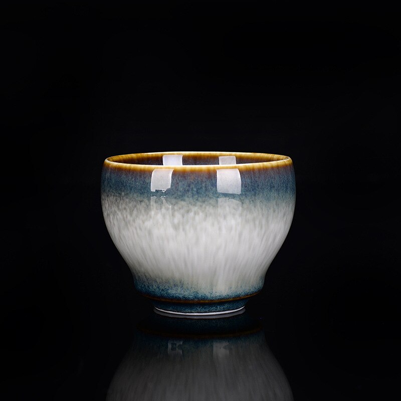 Kiln Baked Teacup Temmoku Glaze Brushed Siyao Change Master Cup Teacup Tea Ceramic Kung Fu Tea Cup: C