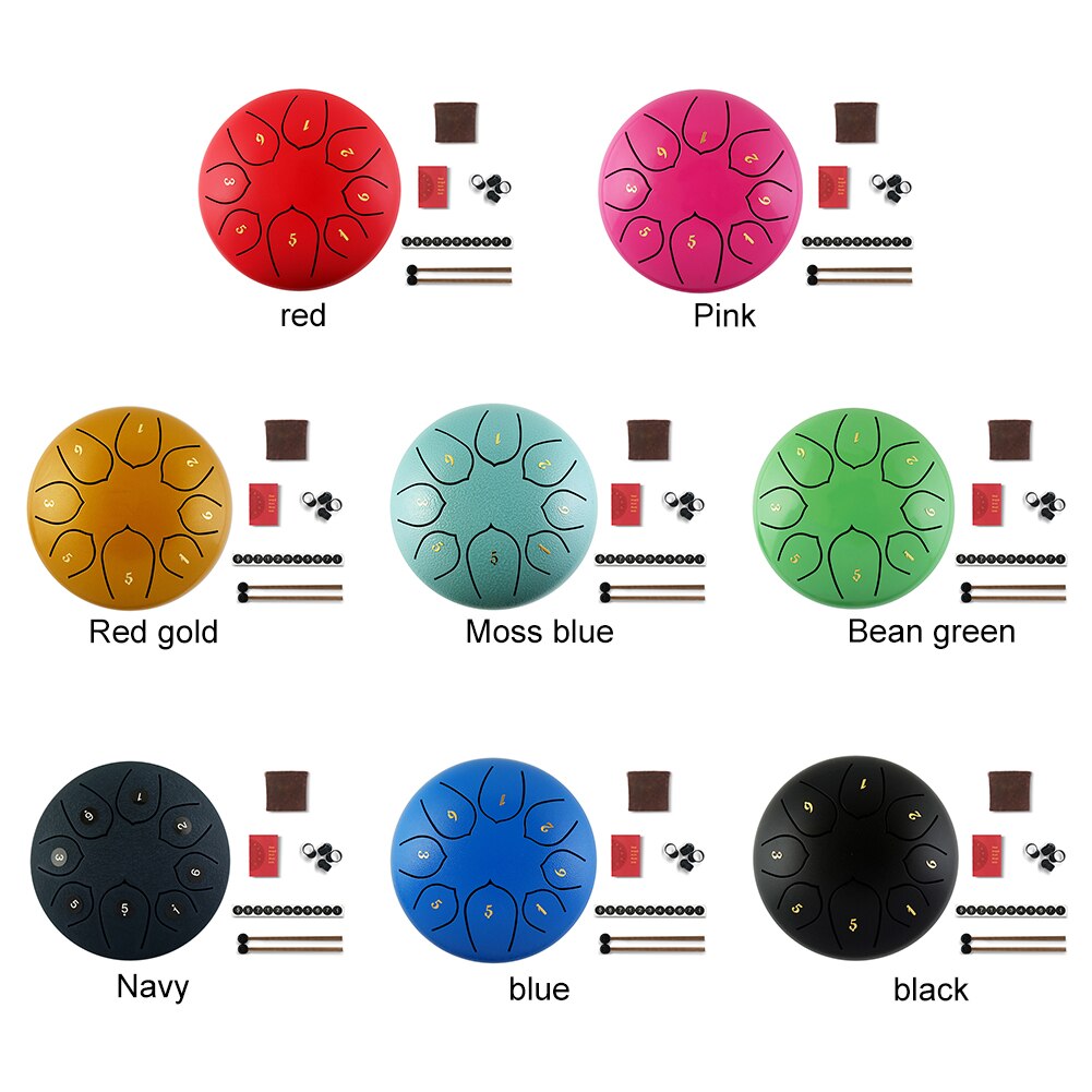 Tambor de lengua de 6 pulgadas, tanque de mano de 8 tonos, tambor de lengua de acero, instrumento Musical de percusión, accesorios de instrumentos de percusión