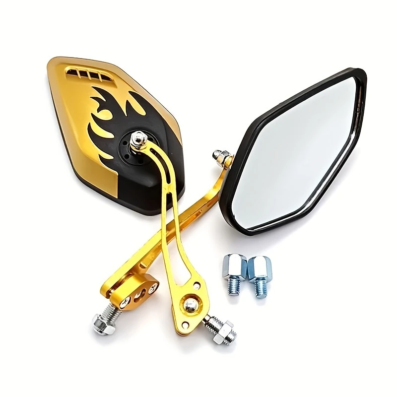 8 mm en 10 mm achteruitkijkglas motorfiets zijspiegels - 2 stuks voor cruisers, choppers, cafe rackers en terreinfietsen: Goud