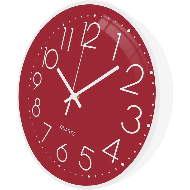 12inch Modern Wall Clock Battery Powered Silent Non Ticking Quartz Clock Easy to Read Digital Wall Clocks