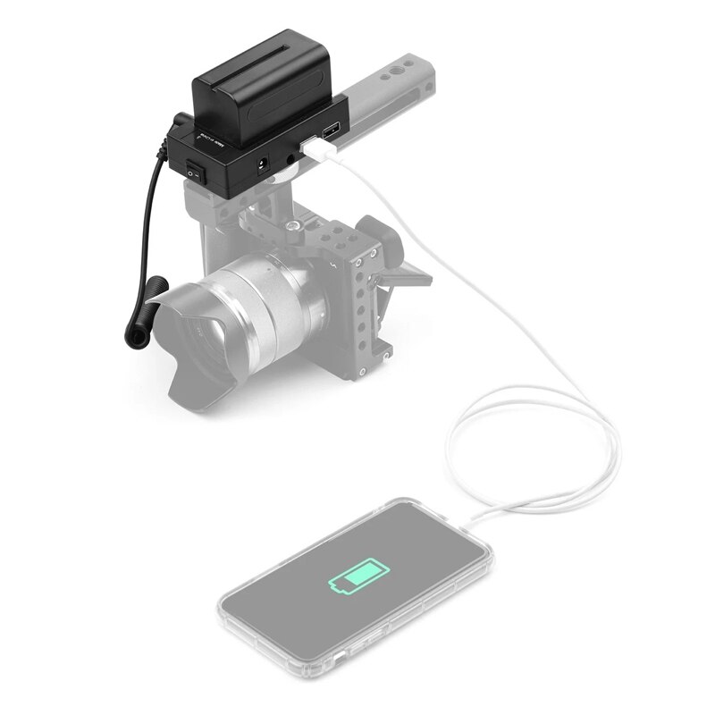 NP-F970 F750 Batterie Platte Halfter Adapter mit Dual USB Schnittstelle + NP-W126 Attrappe Batterie Koppler für Fuji X-A1/X-A2