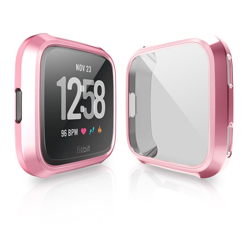 Cover Voor Fitbit Versa/Versa 2/Versa Lite Strap Case Screen Protector Smart Watch Accessoires Ultra-Dunne Beschermende frame Bumper: rose Pink