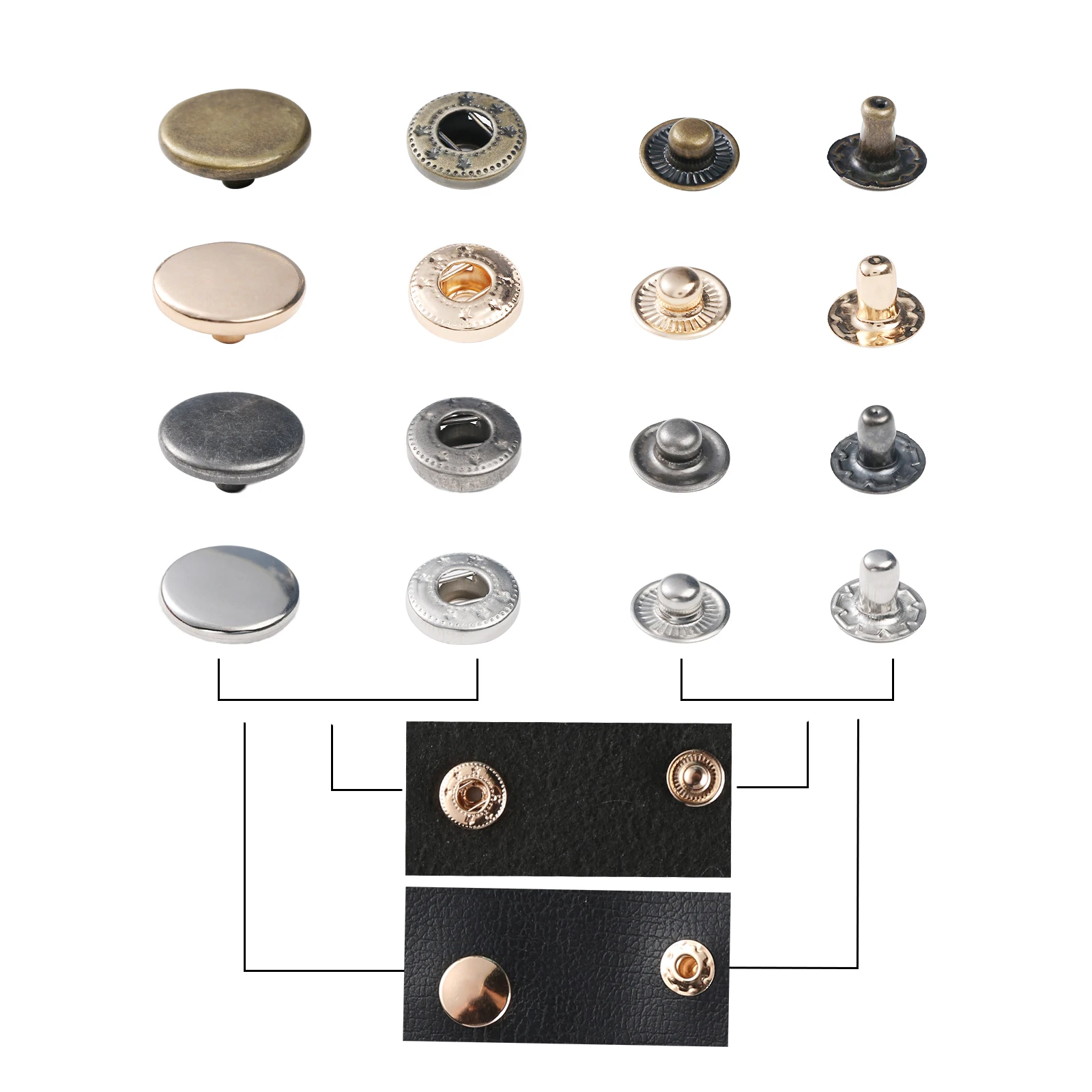 Neue Leder Druckknöpfe, 12,5mm schwer Pflicht schnappen Befestigungen, 14 Farben Leder Schnappt für Kleidung, jacken, Jeans Trägt, Armbinde