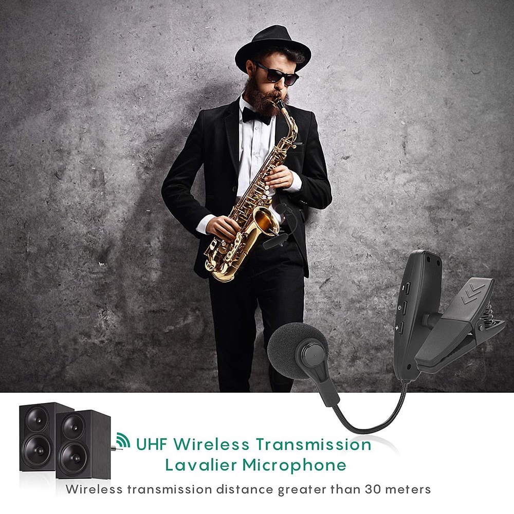 Ituf Uhf Saxofoon Microfoon Draadloze Microfoon Systeem Clip Op Muziekinstrumenten Voor Saxofoon Trompet Sax Hoorn Tuba Fluit