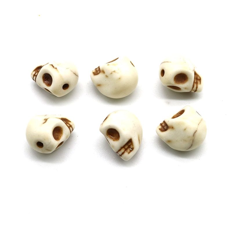 Cuentas de piedra Natural a la de 10MM, cuentas de calavera de howlita, amuleto de cuentas sueltas al por mayor para hacer joyería DIY